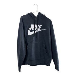 Nike Men’s Black Logo Pullover Hoodie - Size Medium, Preowned